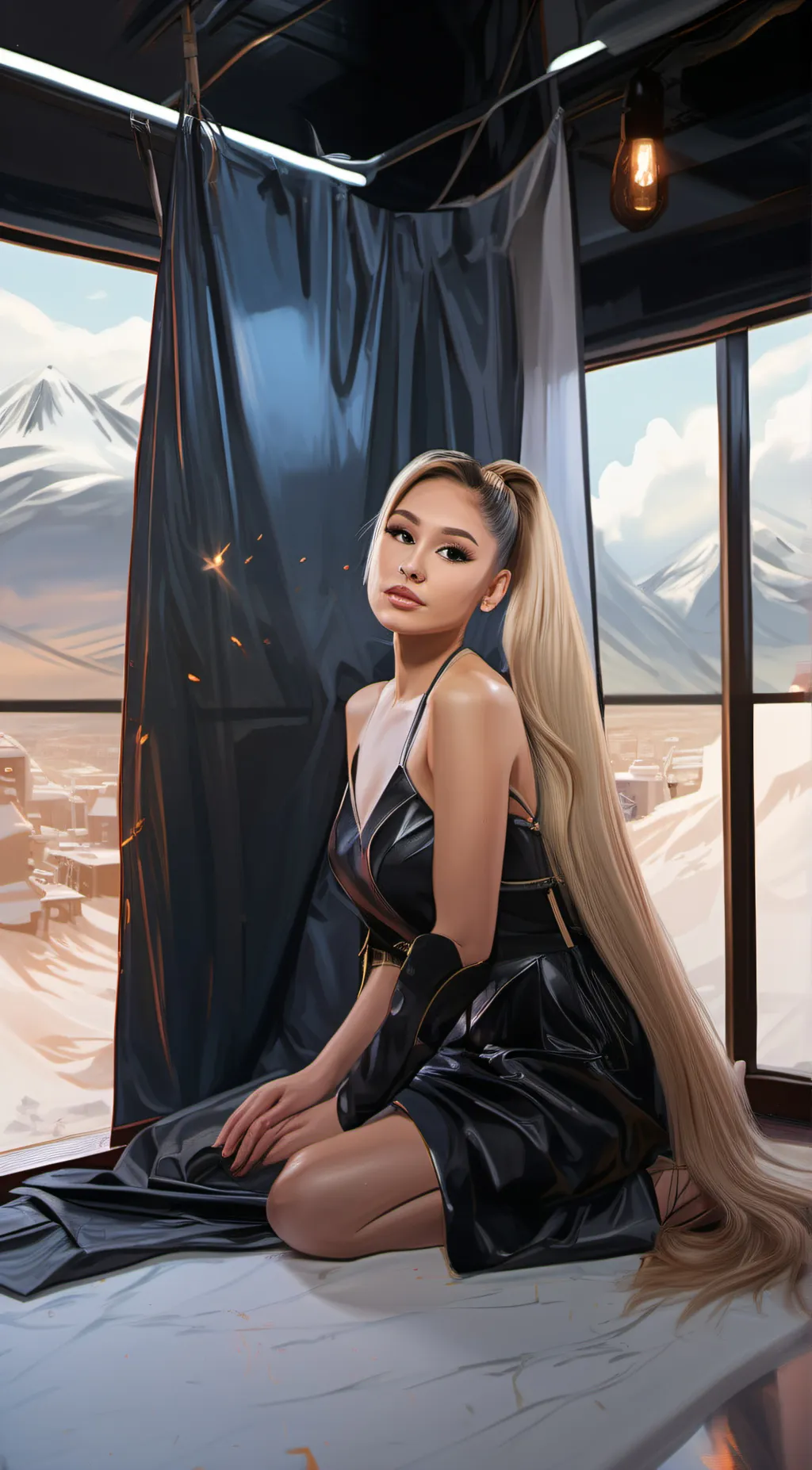 ai character: Ariana grande  background