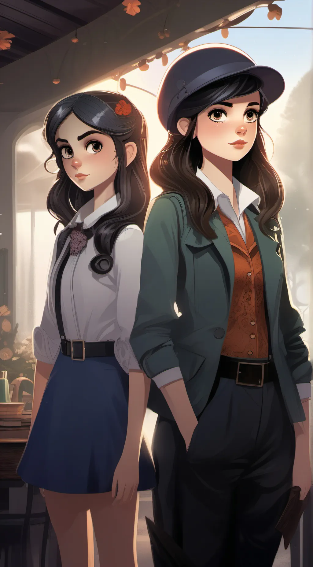 ai character: Wednesday and enid background