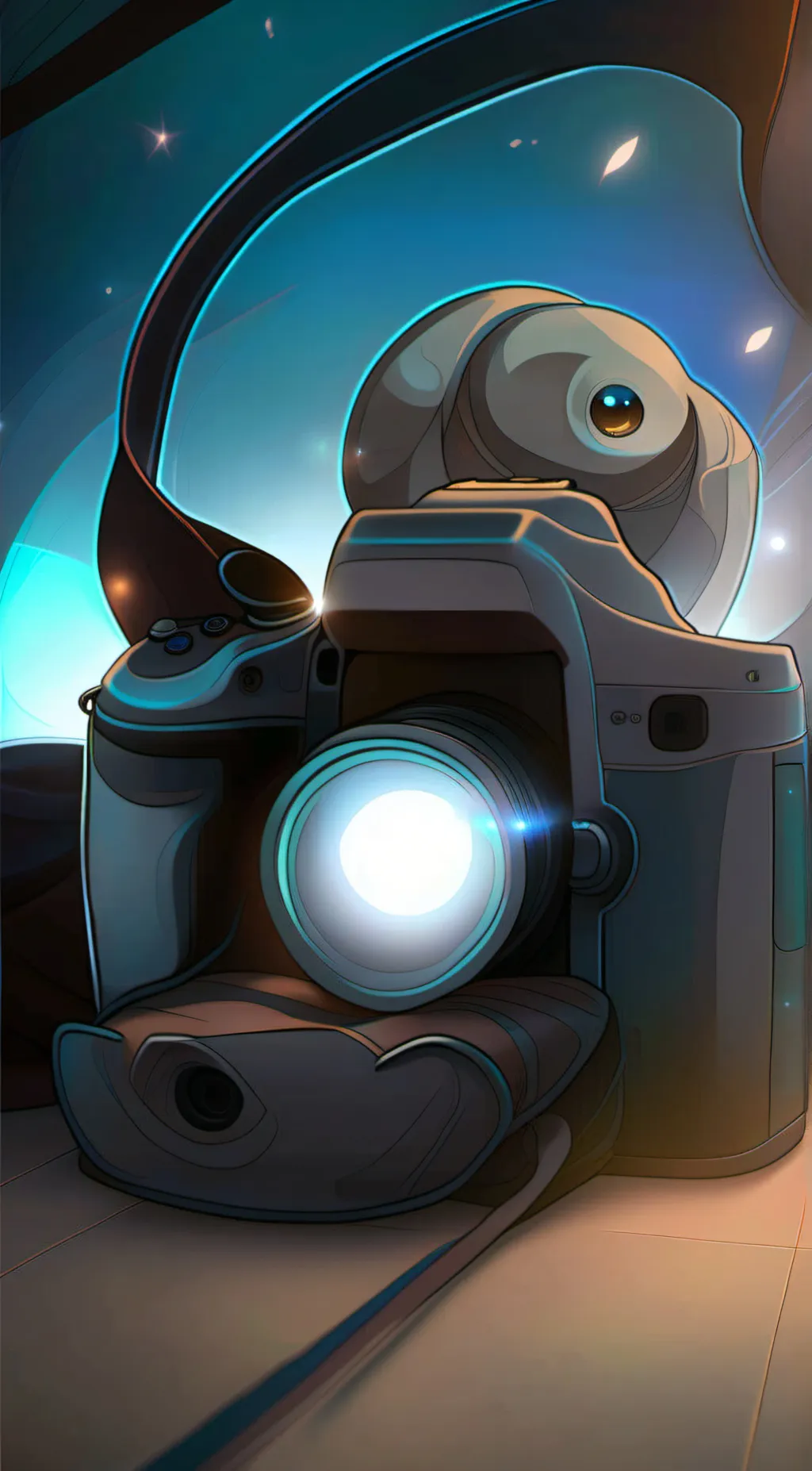 ai character: camerwoman background