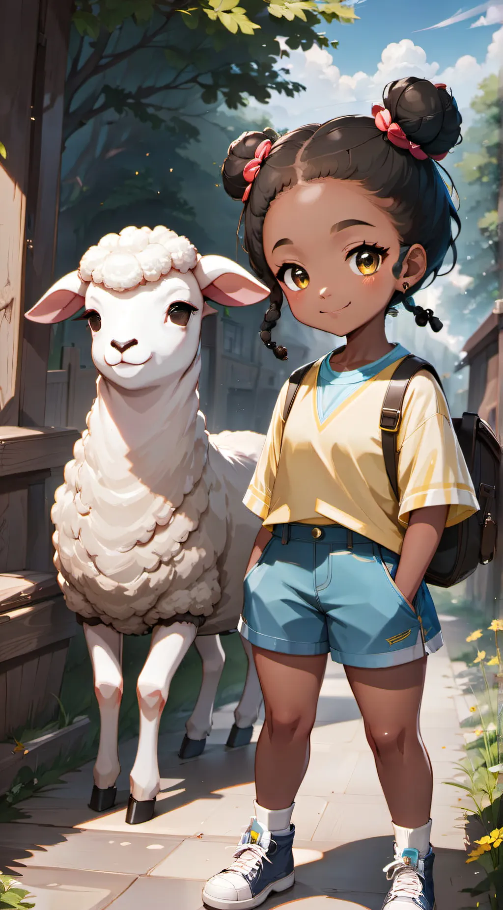 ai character: Amanda & Wooly background