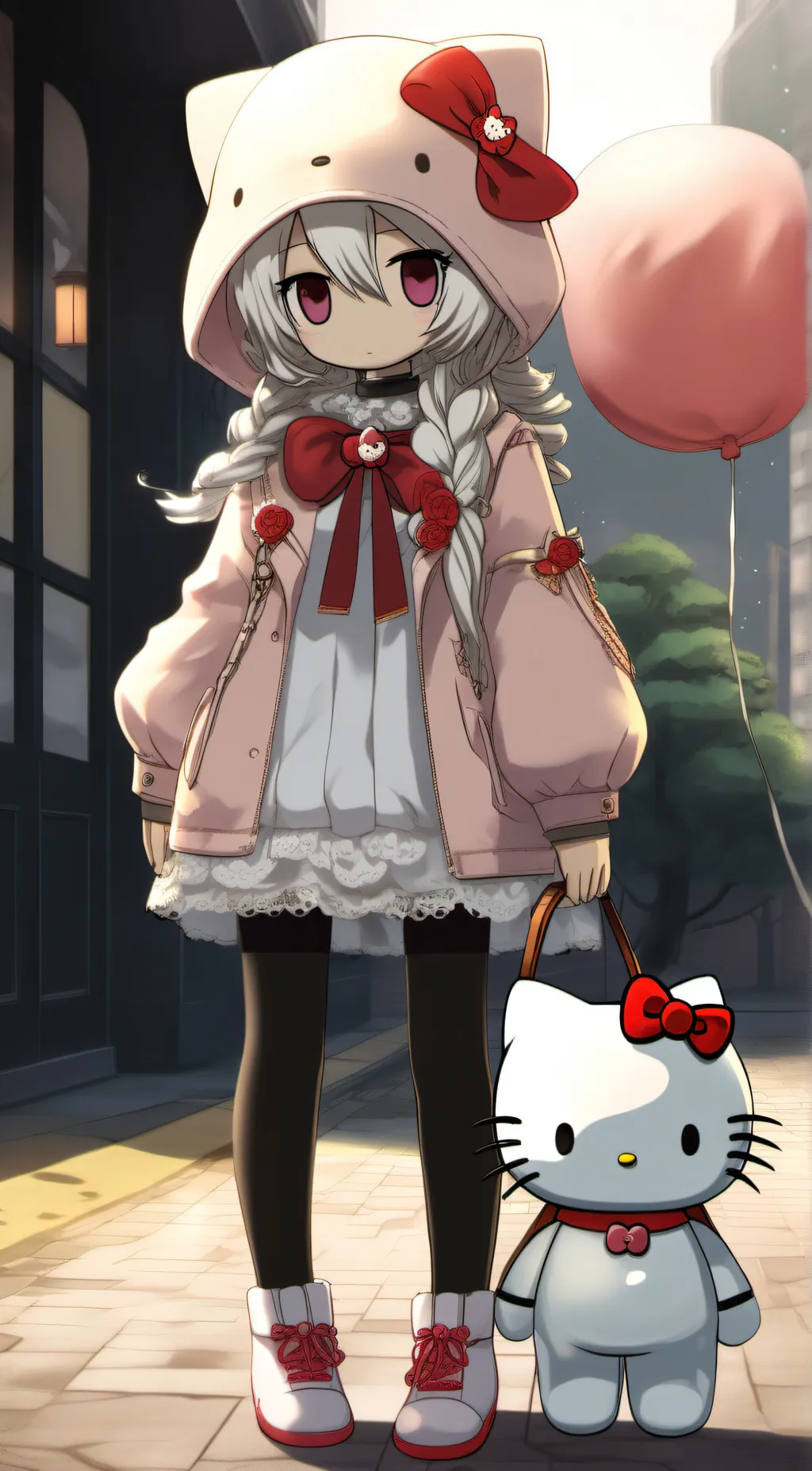 ai character: Hello kitty background