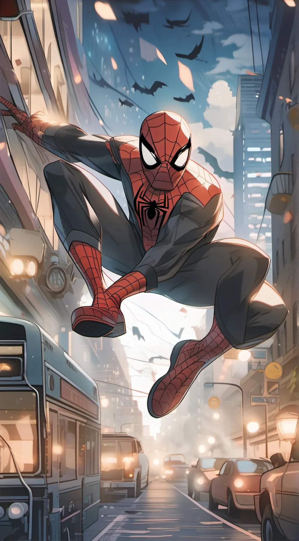 ai character: Spiderman  background