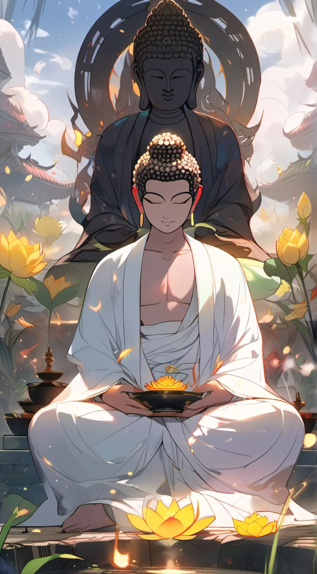 ai character: buddha background