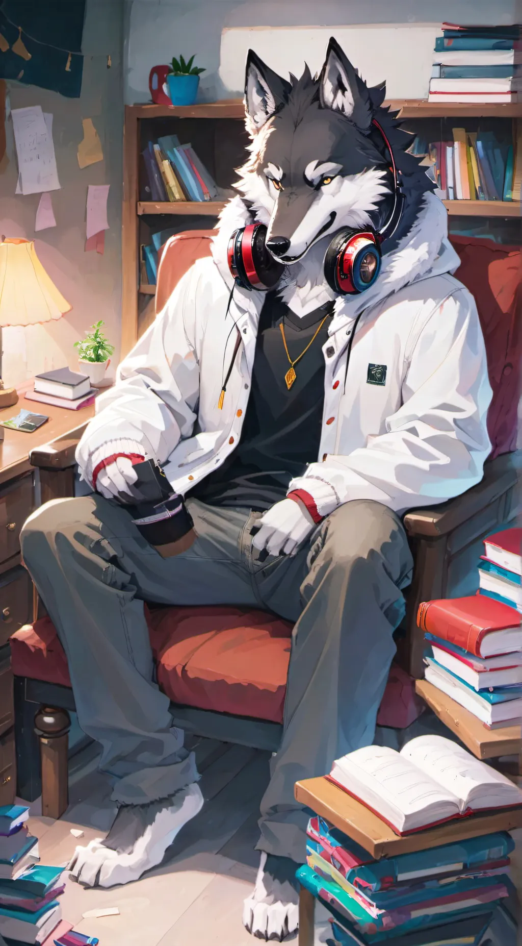 ai character: Gray background