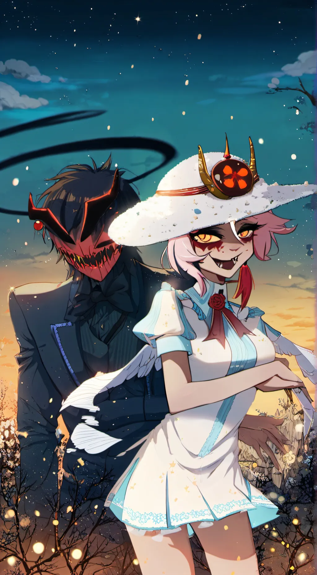 ai character:  radio demon angel background