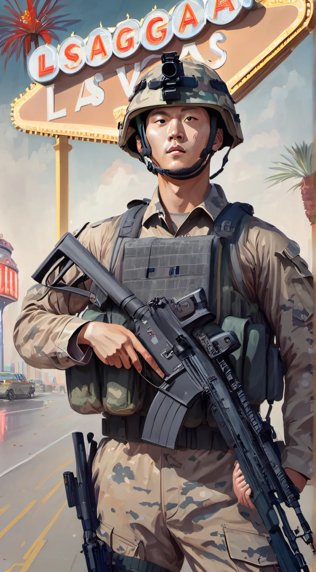 ai character: Chinese soldier  background