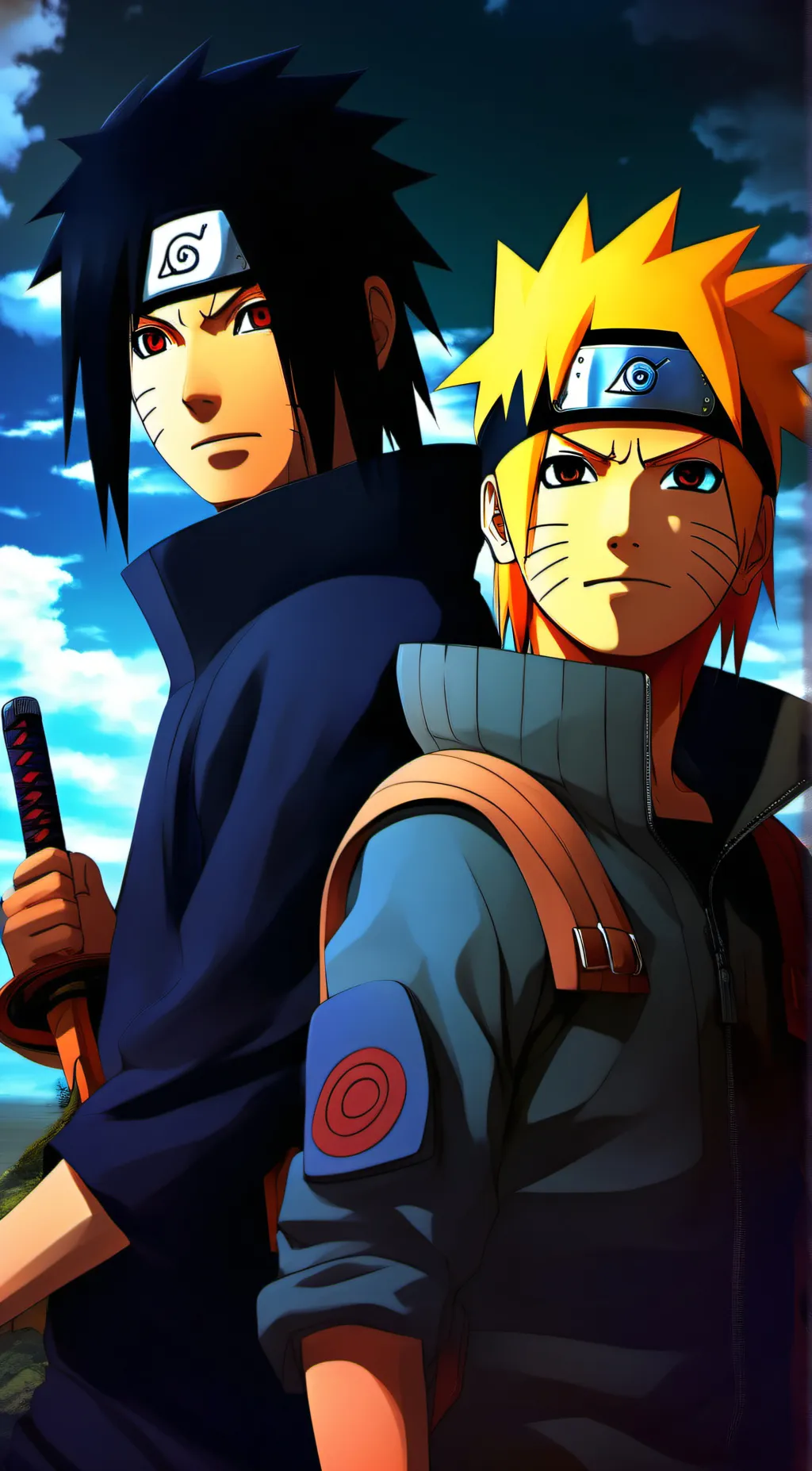 ai character: Naruto and Sasuke background