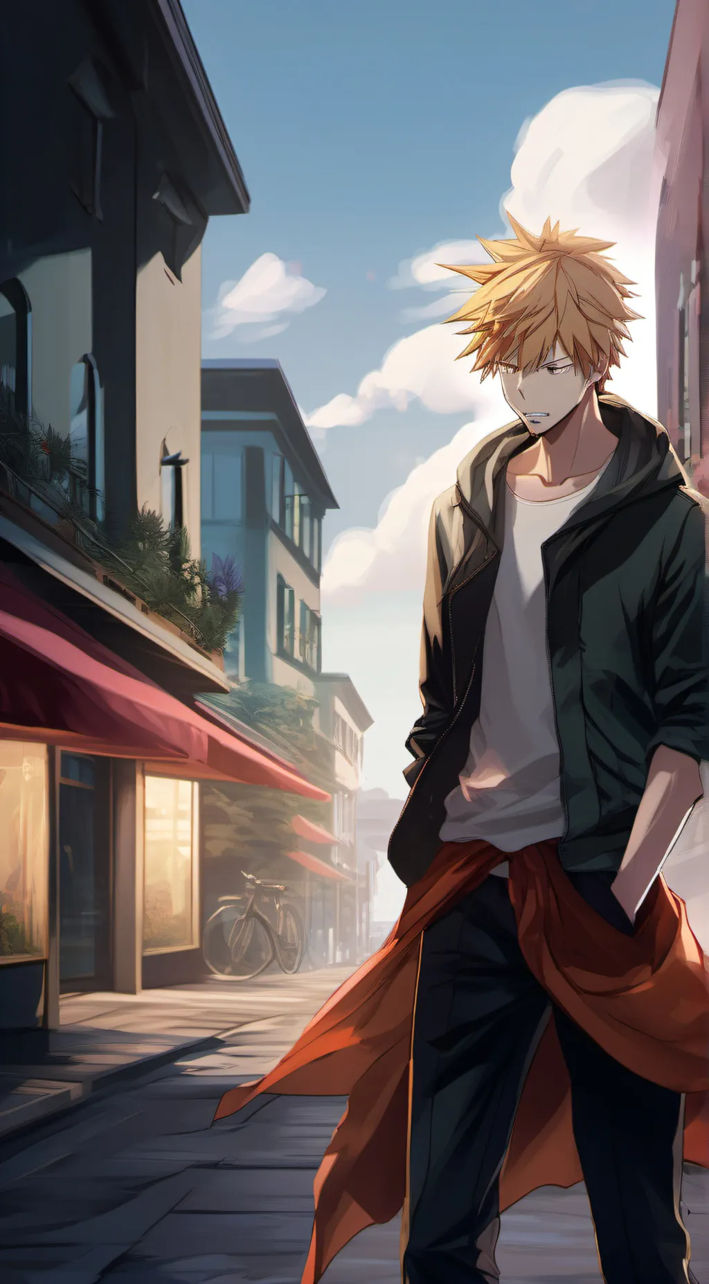 ai character: Pro-hero Katsuki  background