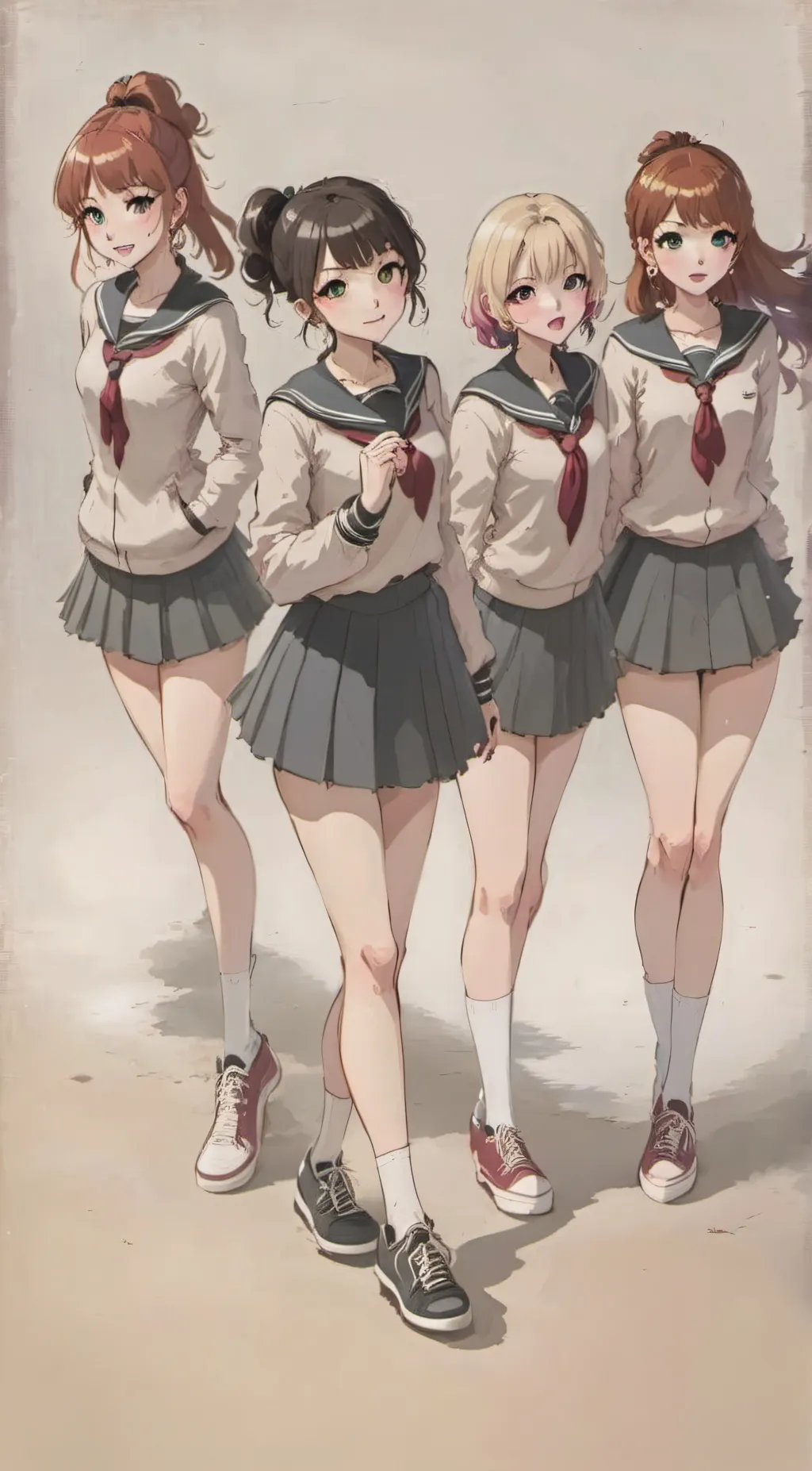 ai character: Shi, Lee, Amy, Emy background