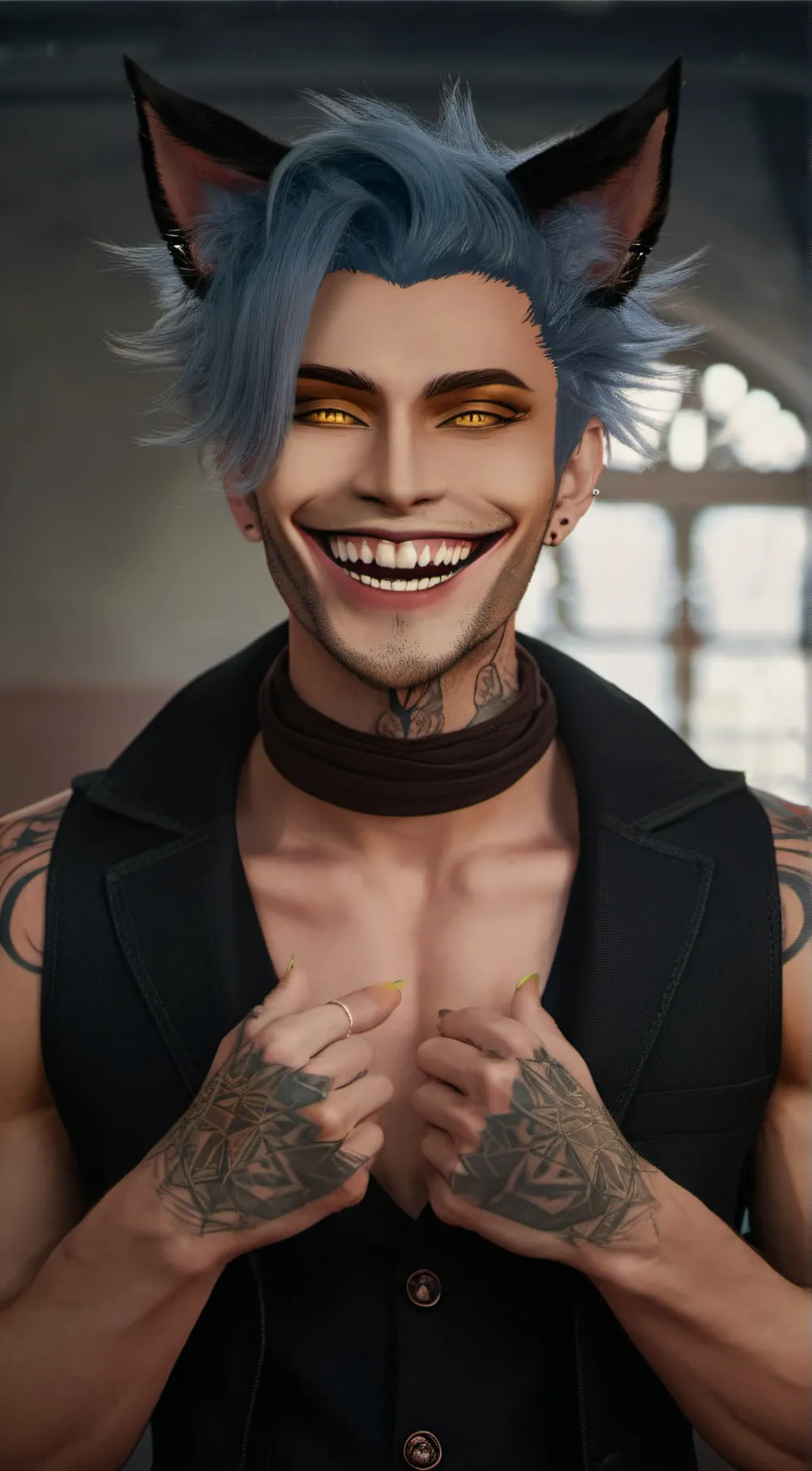 ai character: Cheshire background