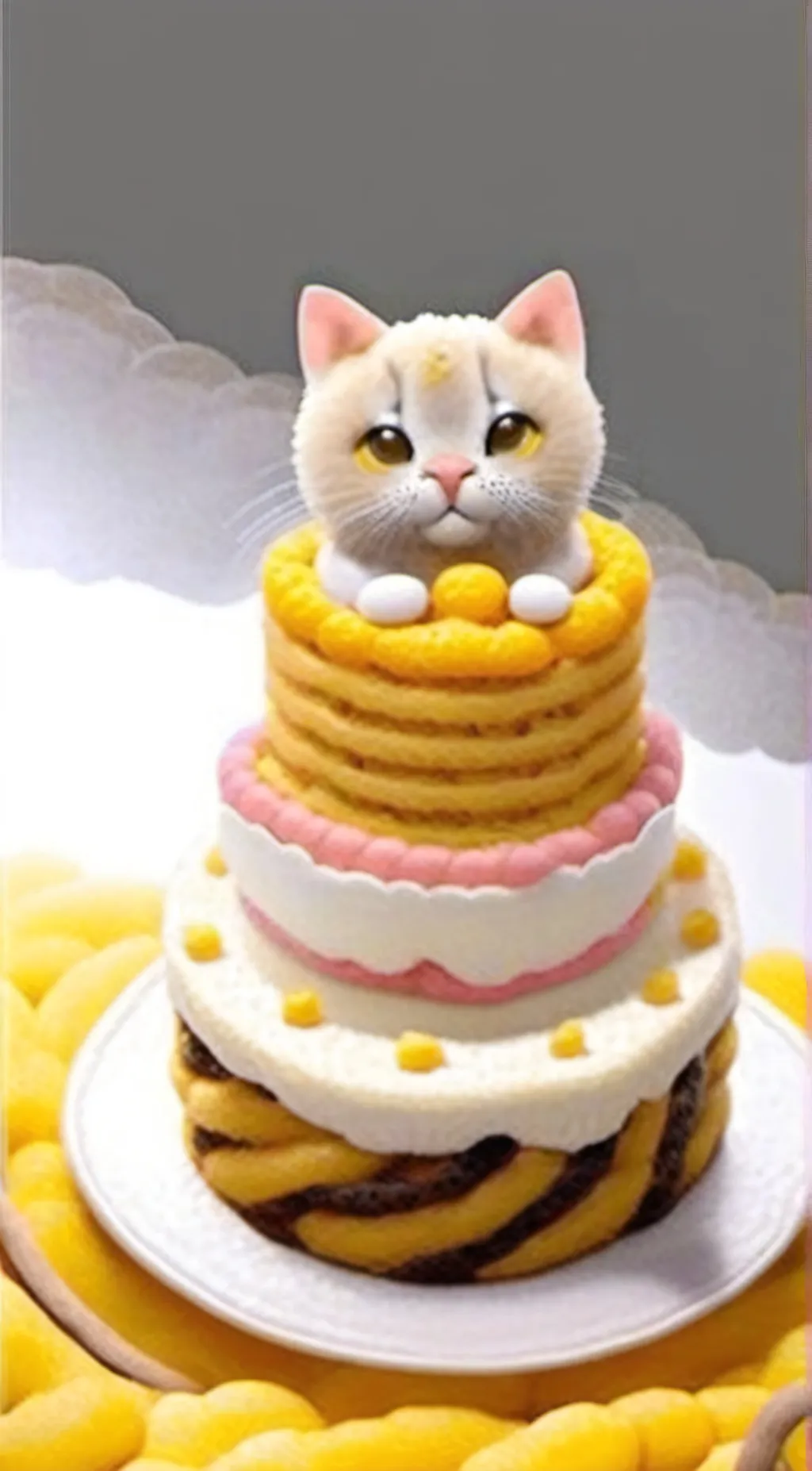 ai character: Macaroni cat  background