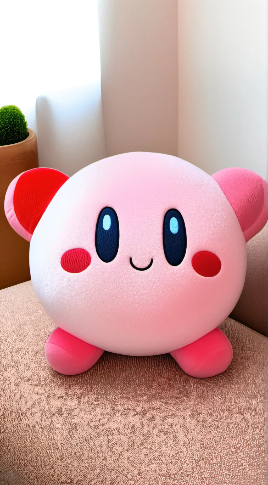 ai character: Kirby plush background