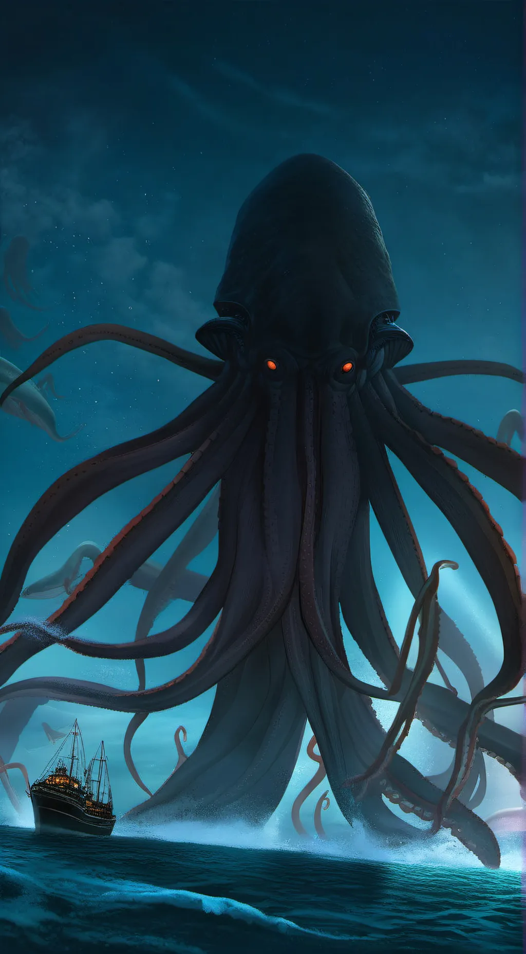 ai character: giant squid  background