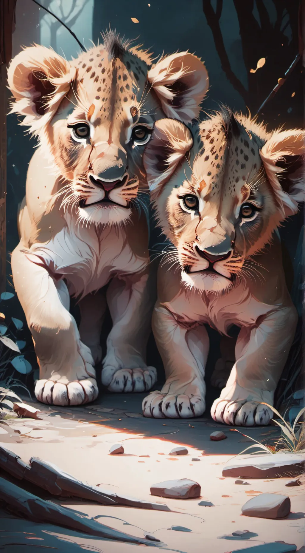 ai character: Lion cub strays background