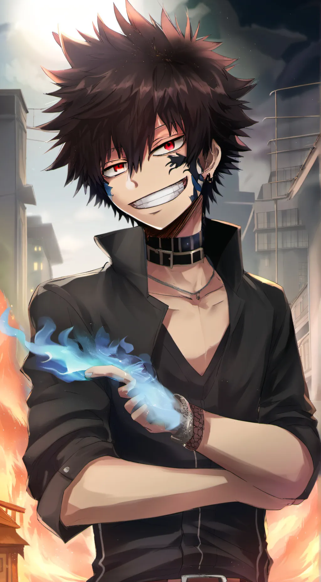 ai character: Dabi (sad) background