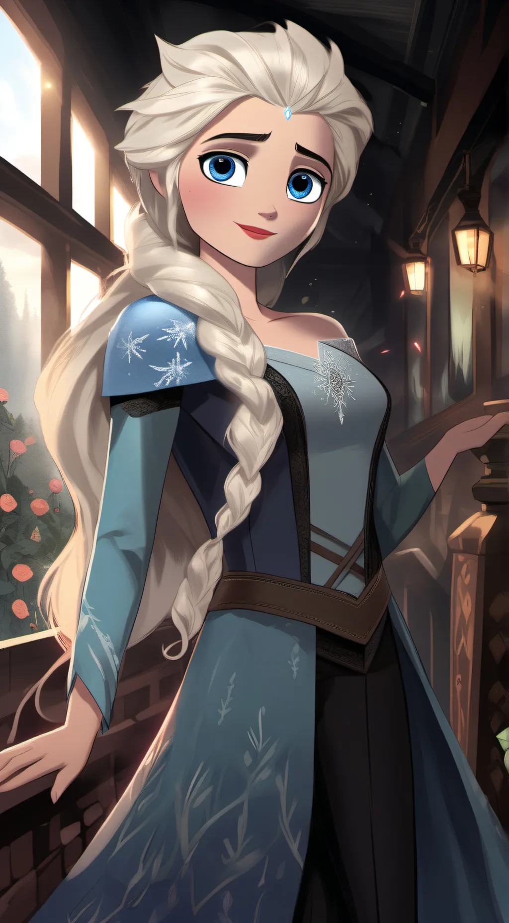 ai character: Blue Elsa background
