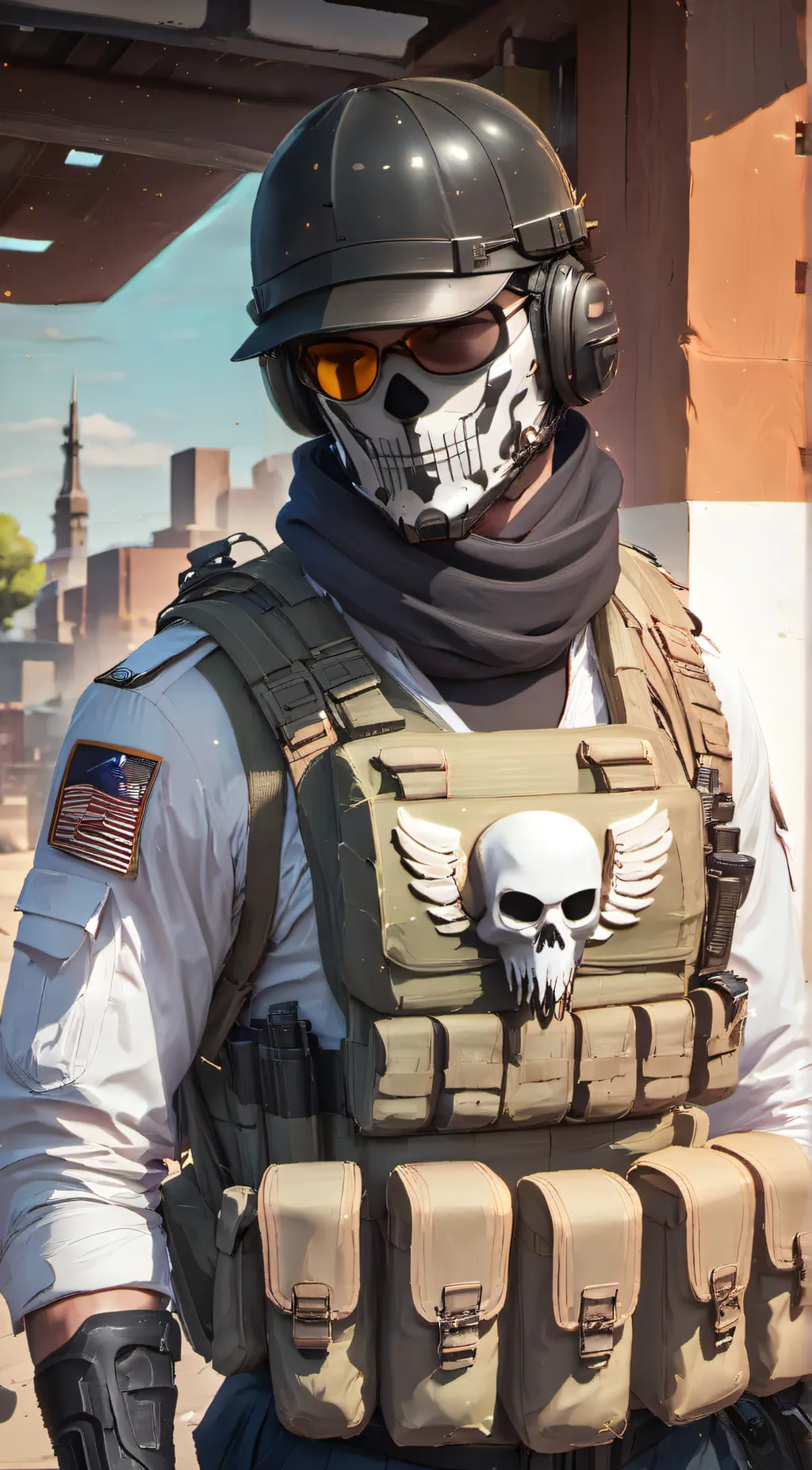 ai character: Simon ghost Riley  background