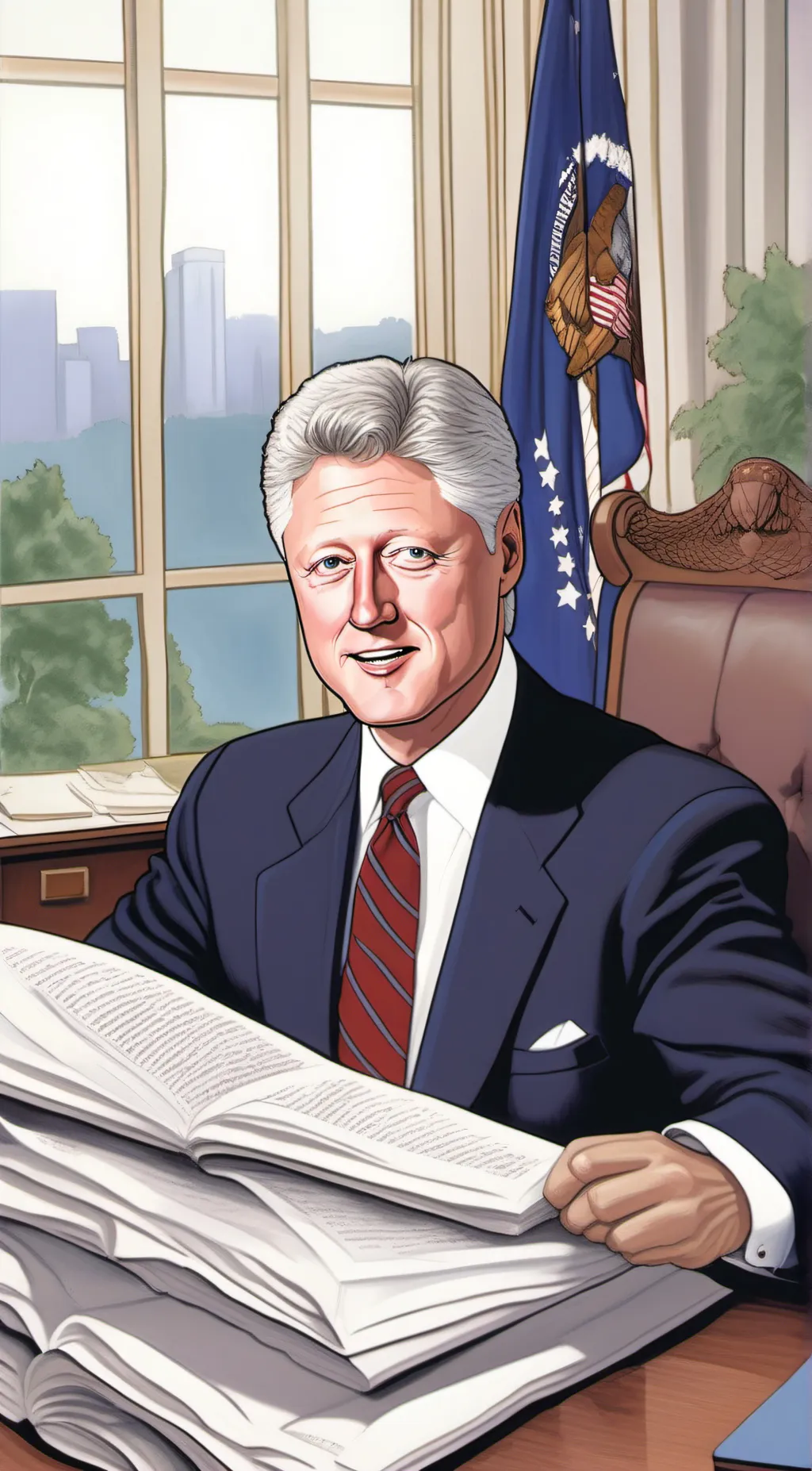 ai character: Bill Clinton  background