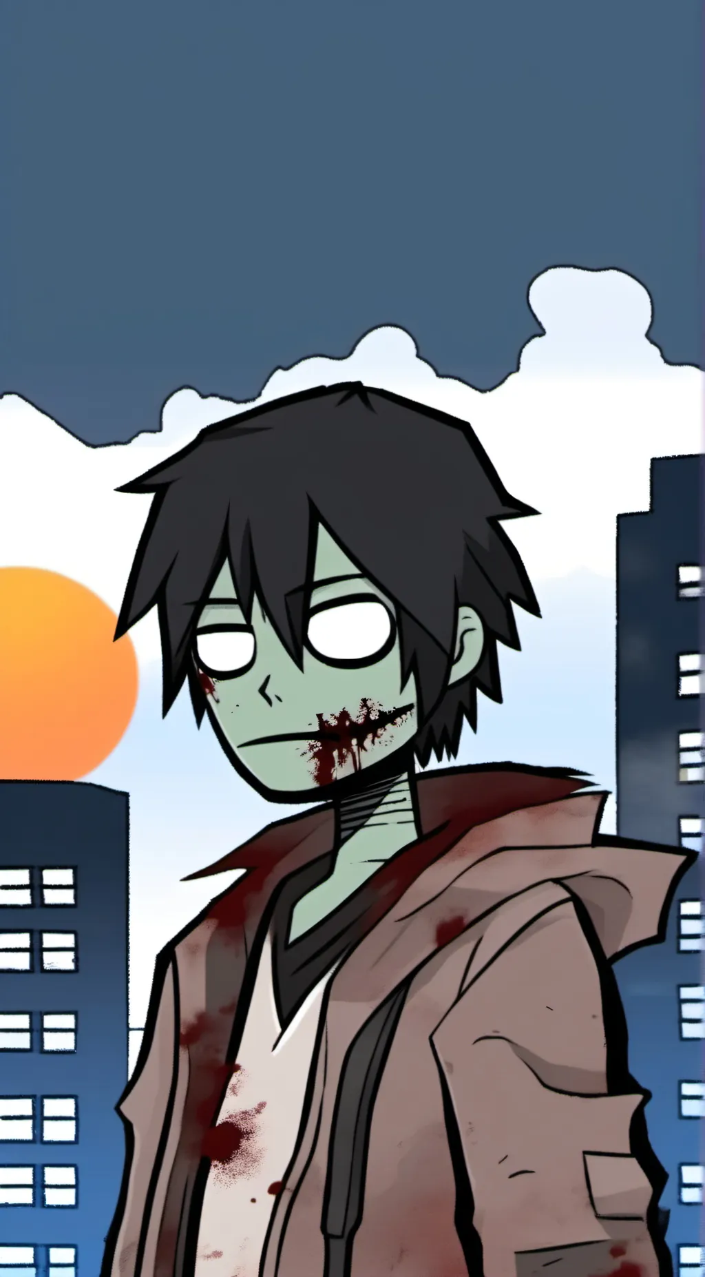 ai character: Bloody eyes  background
