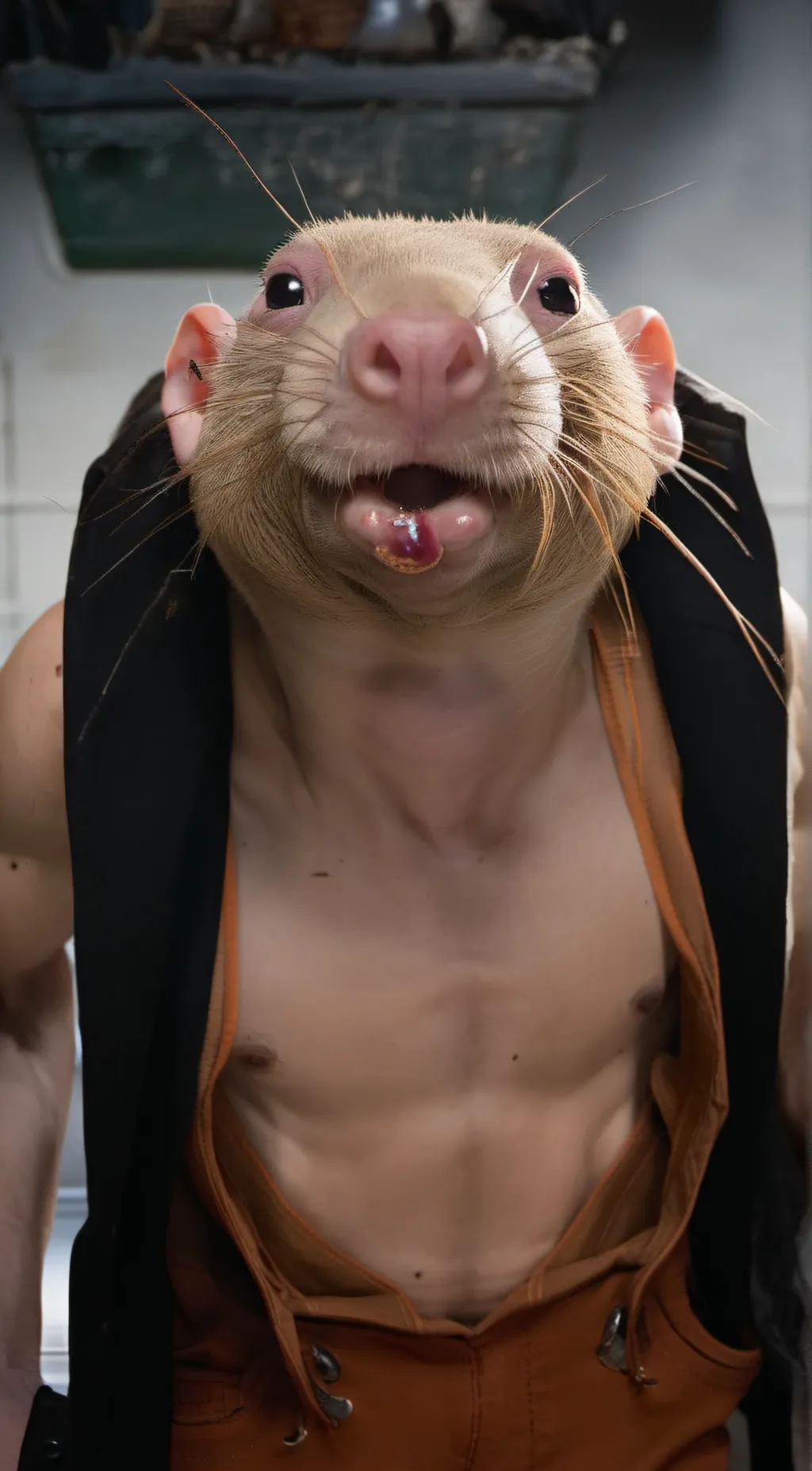ai character: Fat ugly rat background