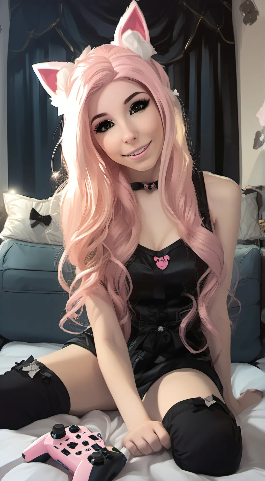 ai character: Belle Delphine  background