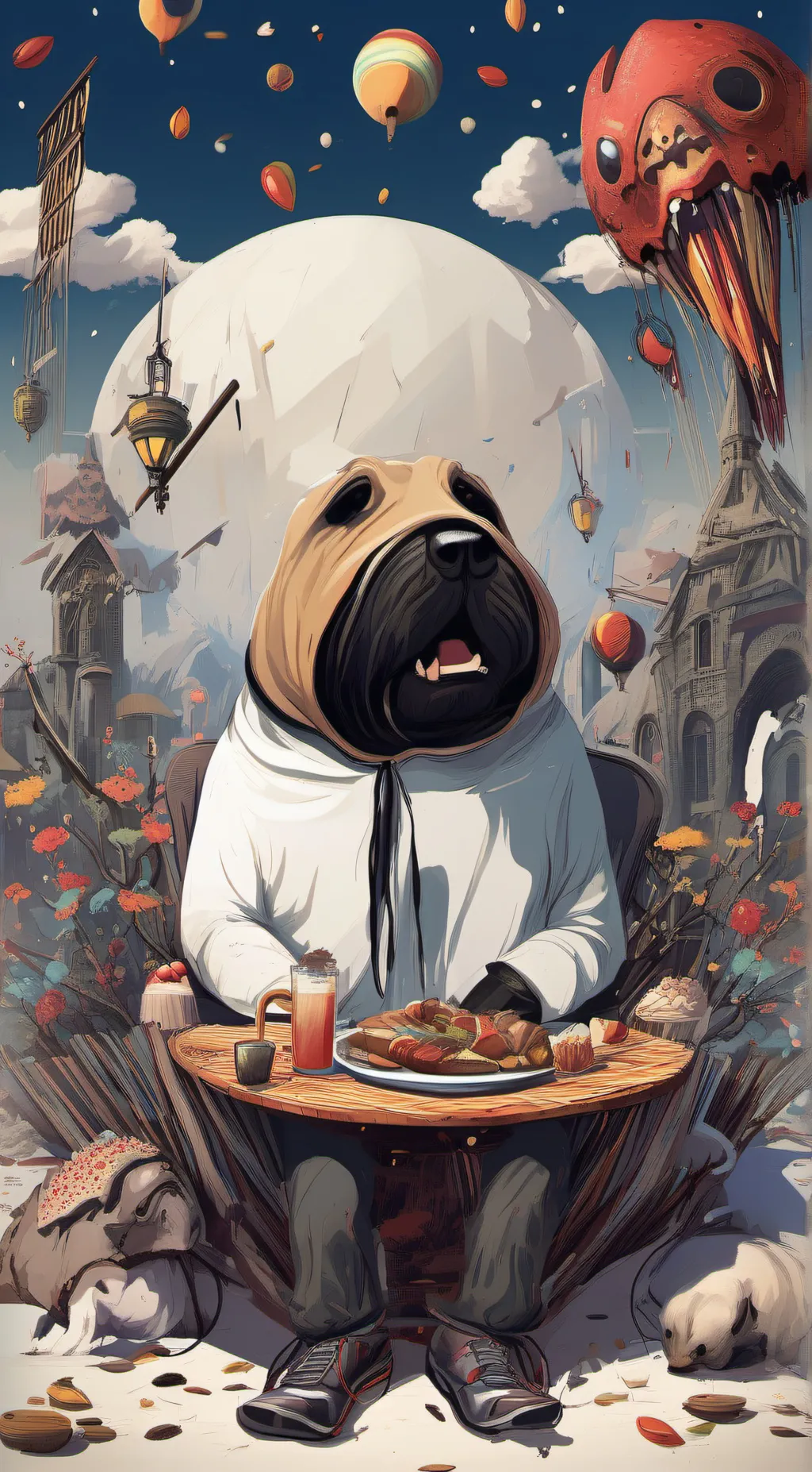 ai character: puppet  background