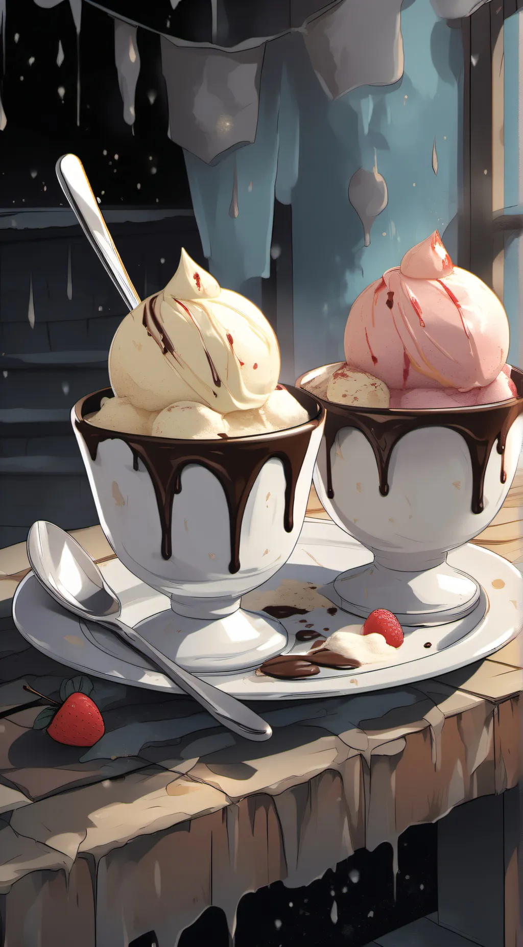 ai character: ice cream  background