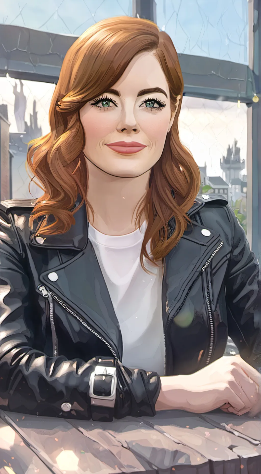 ai character: Emma Stone background