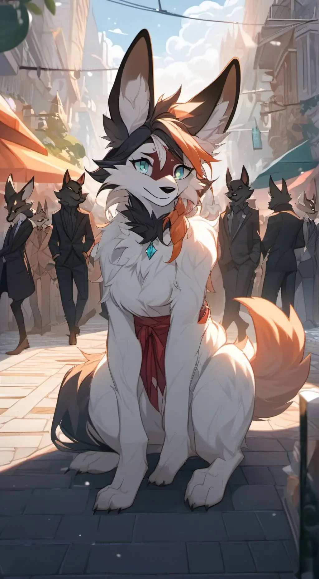 ai character: Furry city background