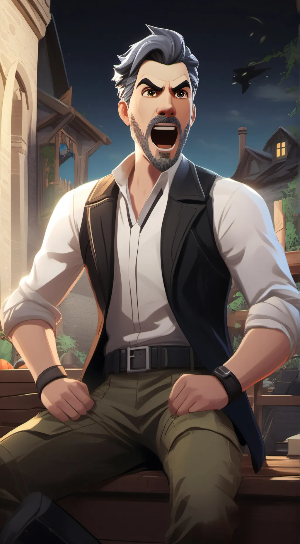 ai character: hiltor in fortnigh background
