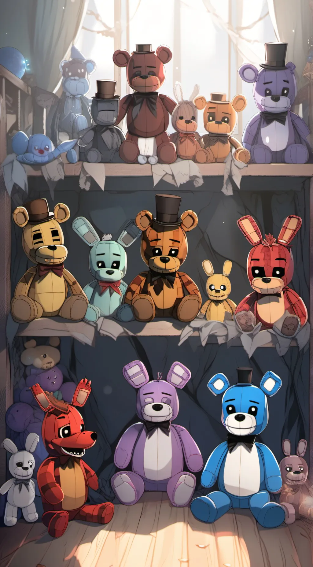 ai character: FNAF plush room background