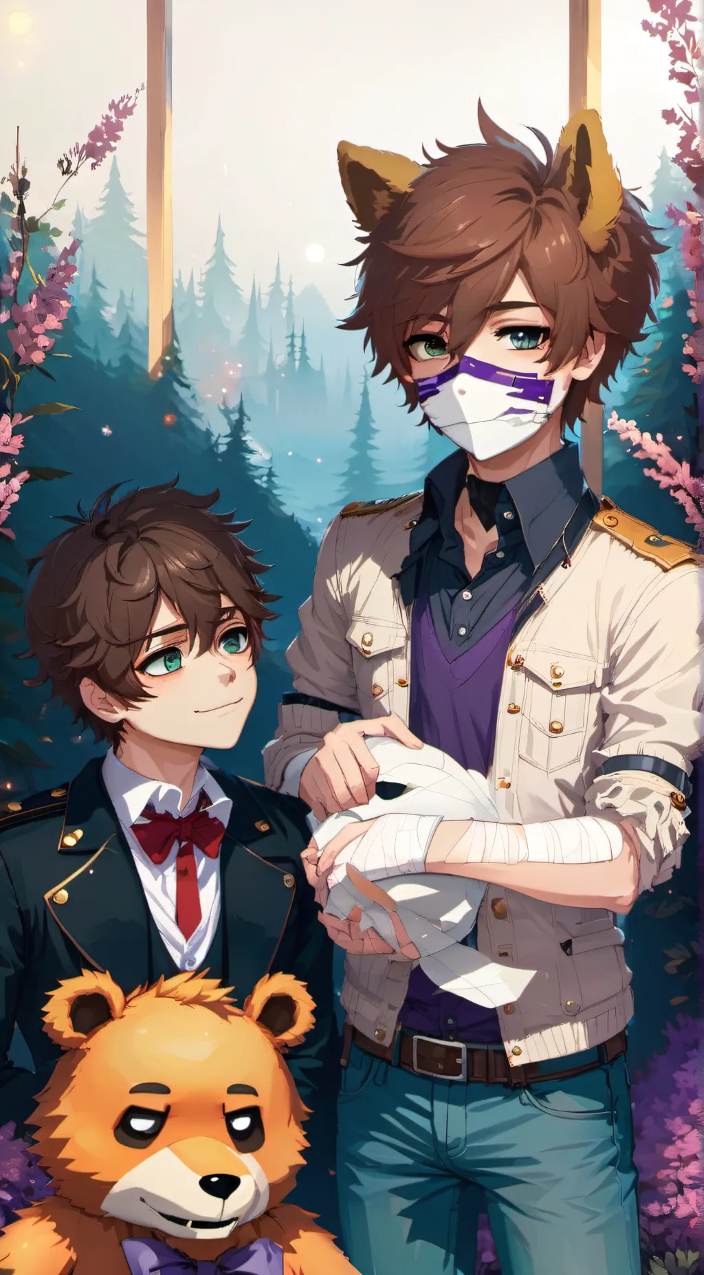 ai character: evan and micheal  background