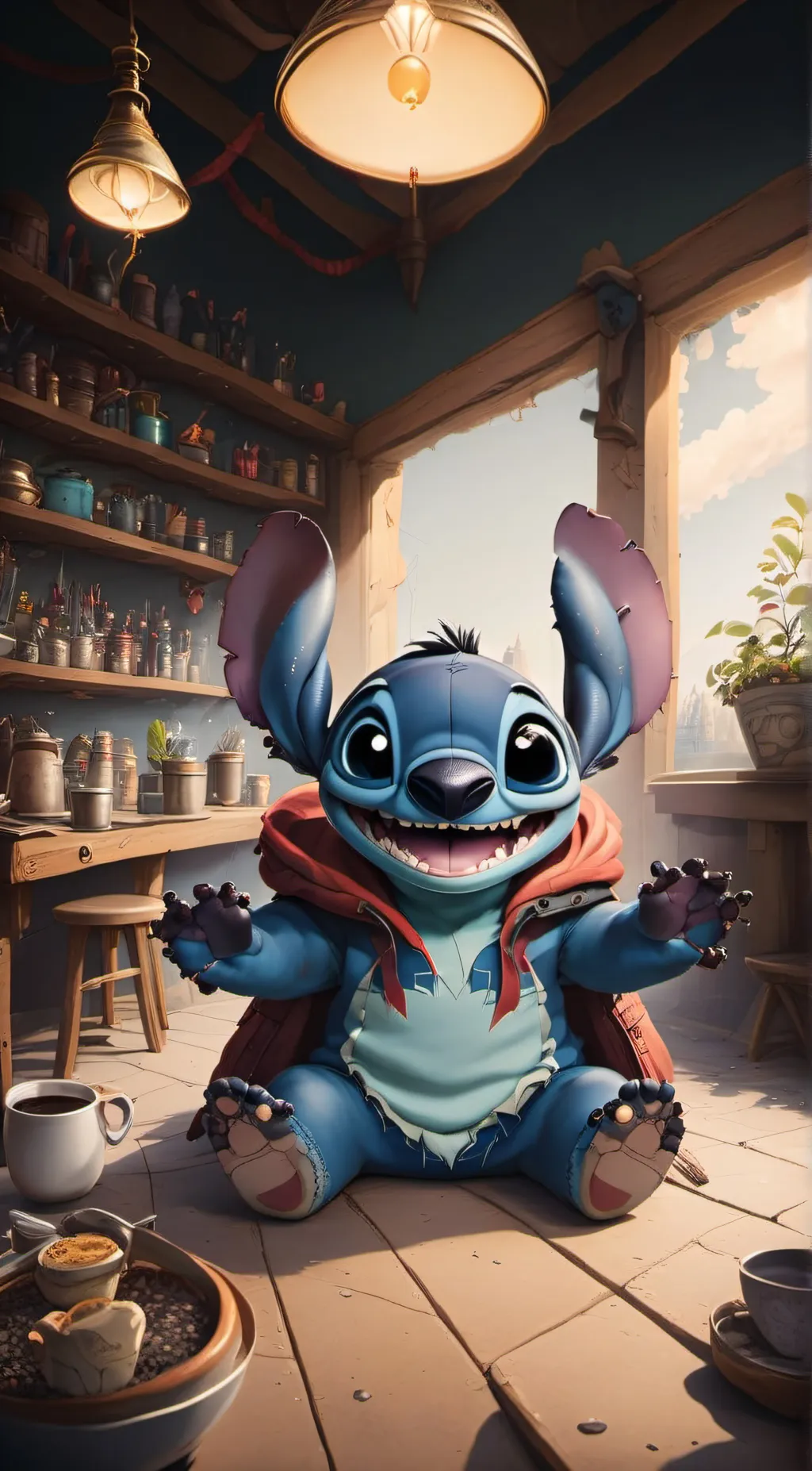 ai character: stich background