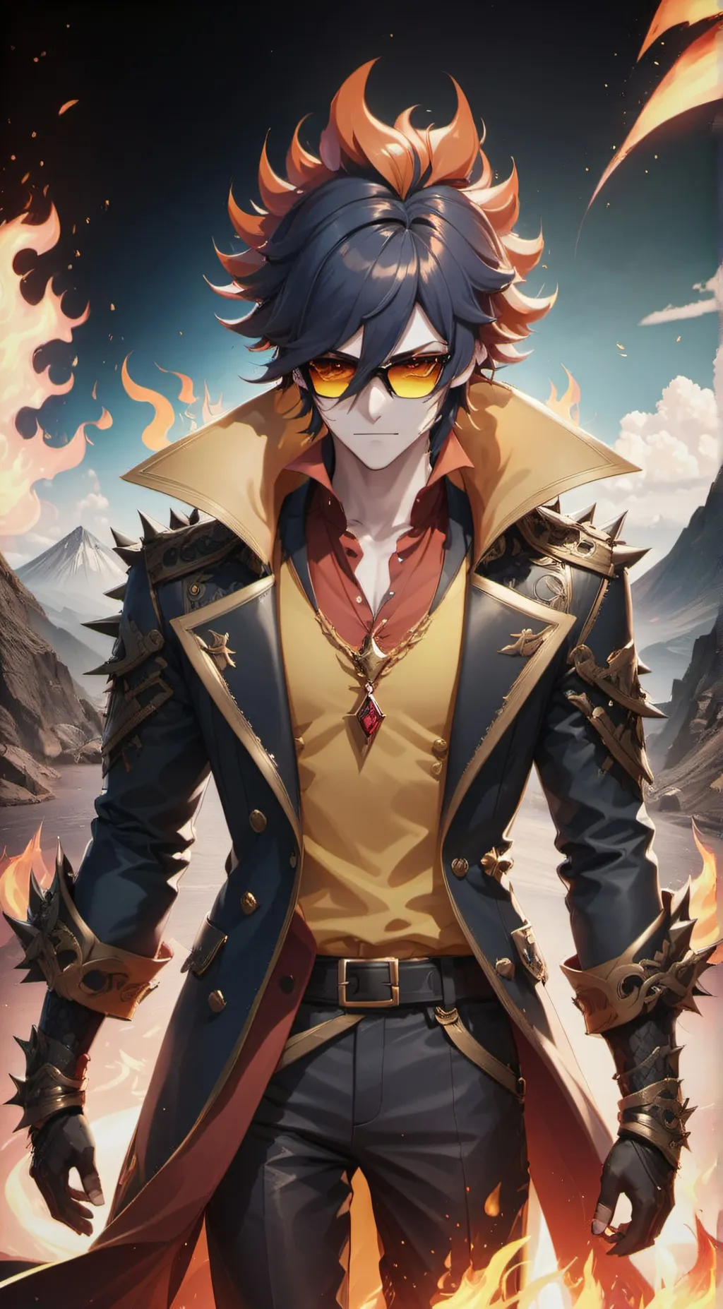 ai character: Flamelava background