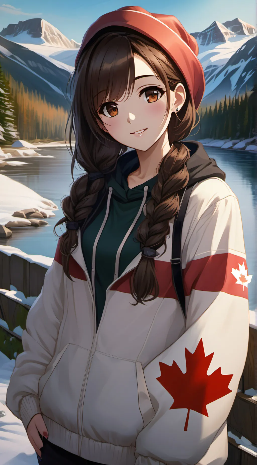 ai character: Canada as a girl background