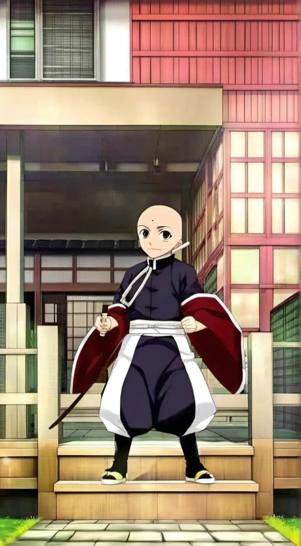 ai character: Bald tanjiro  background