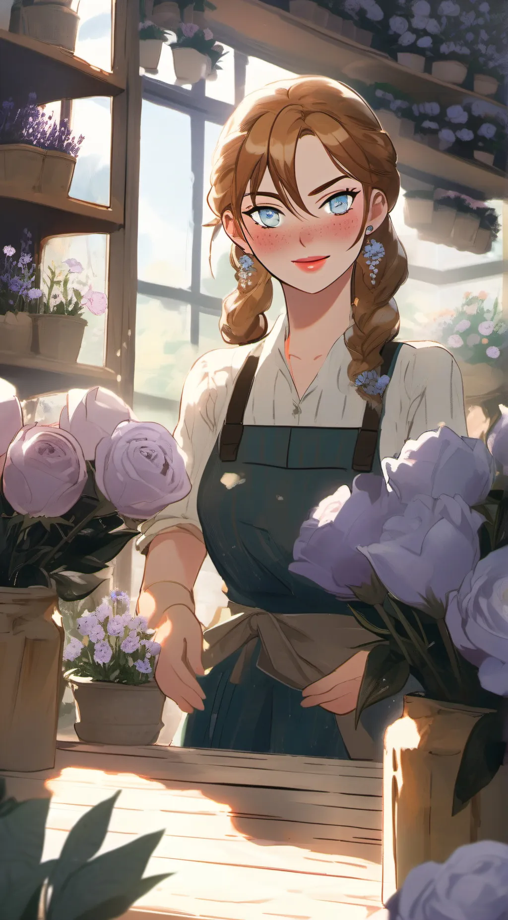 ai character: Violet background