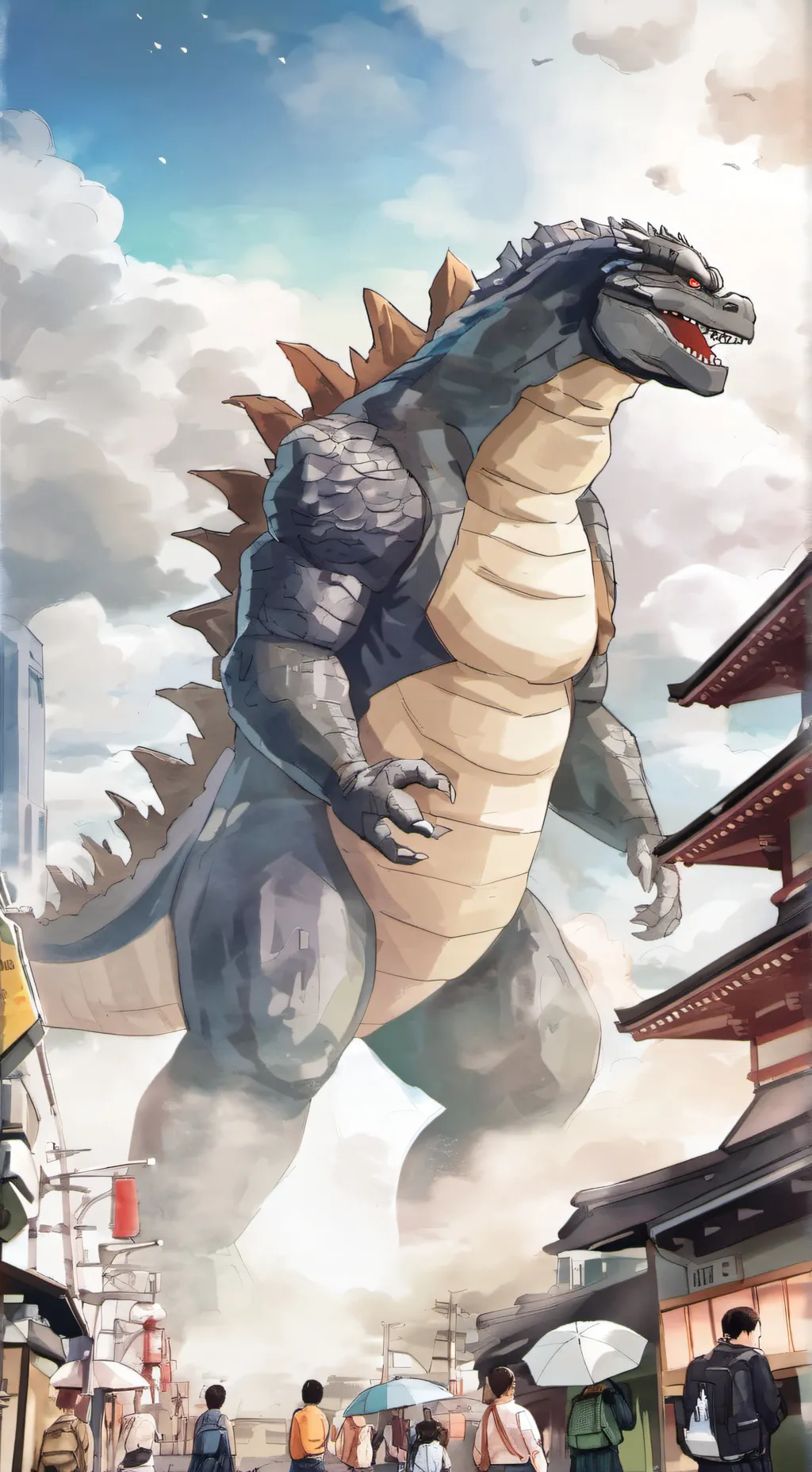 ai character: Godzilla background