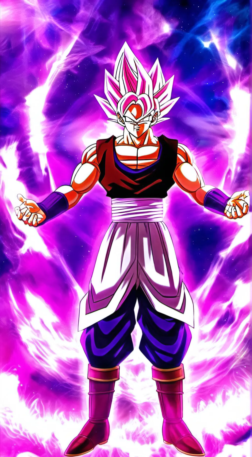 ai character: Goku Black Rosé background