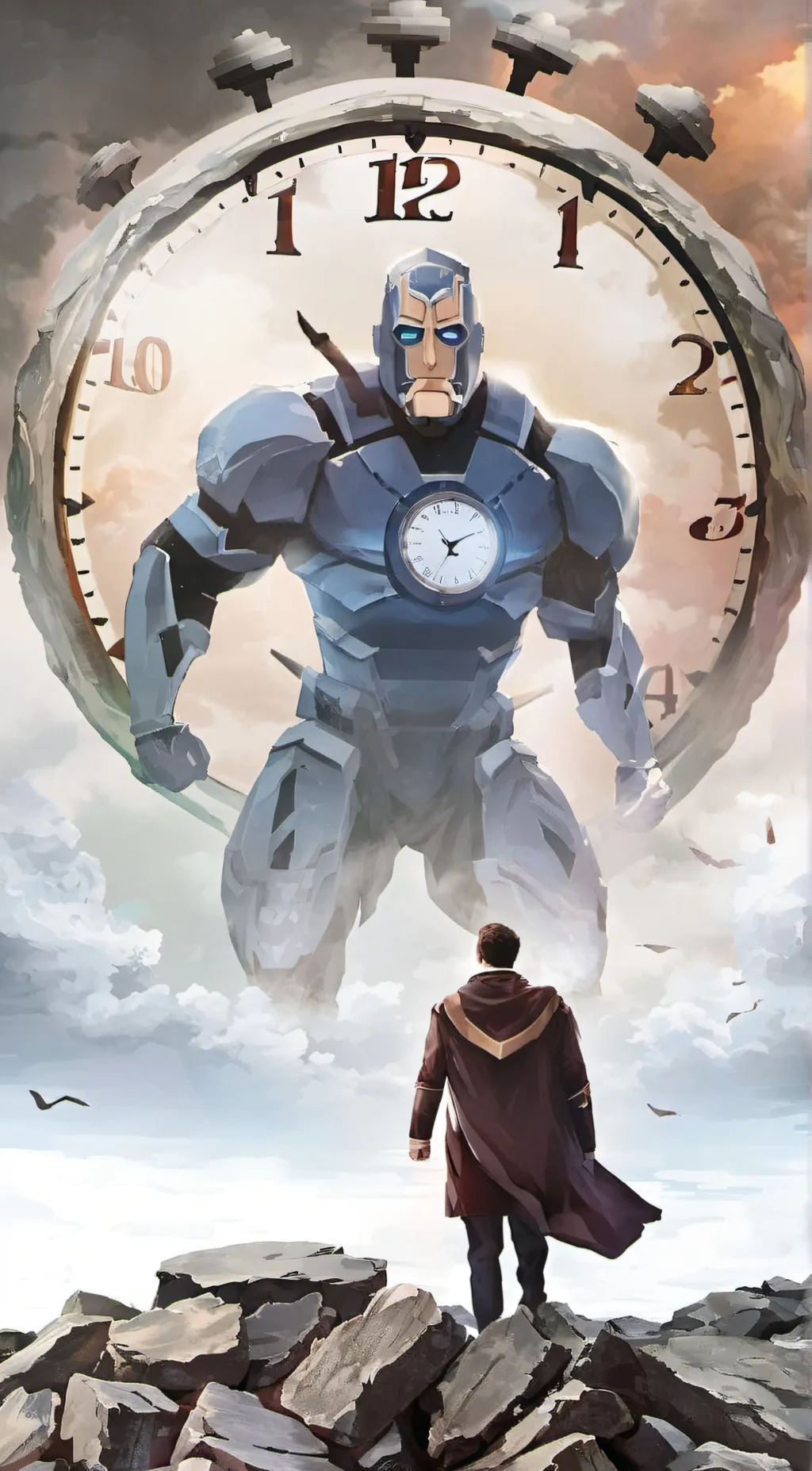 ai character: titan clock man background