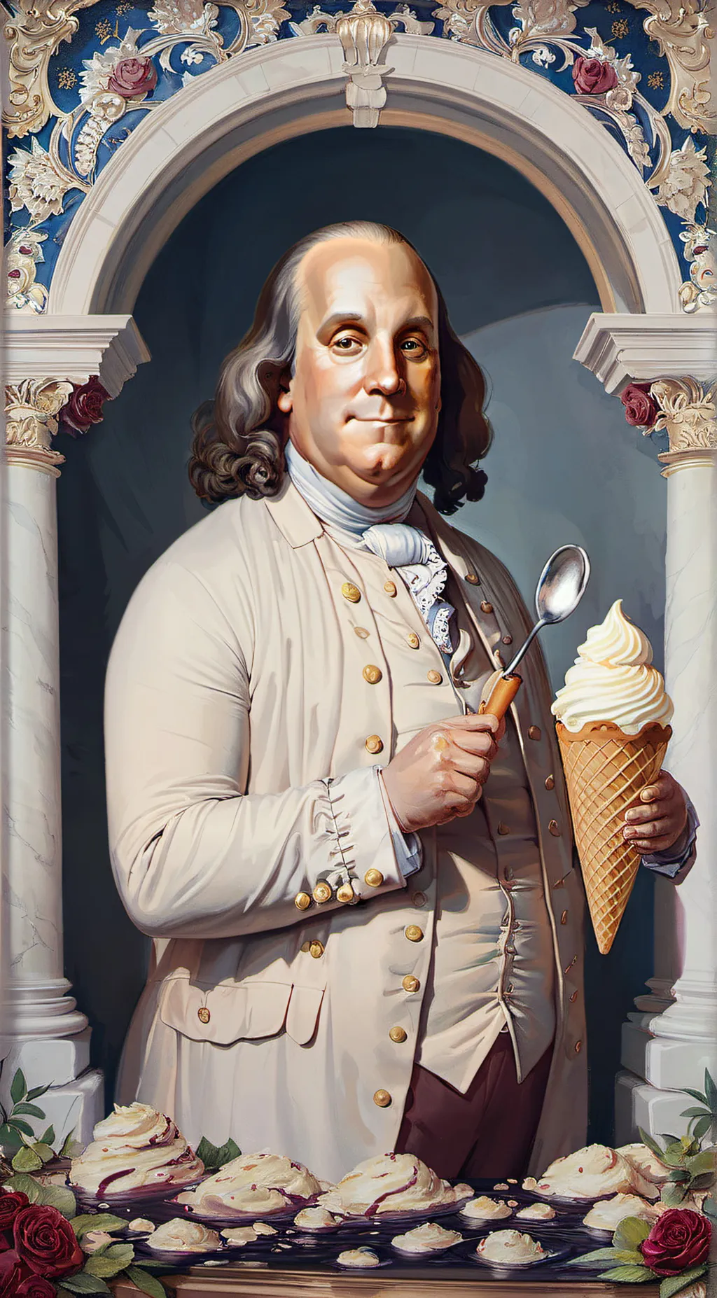 ai character: Crazy Ben Franklin background