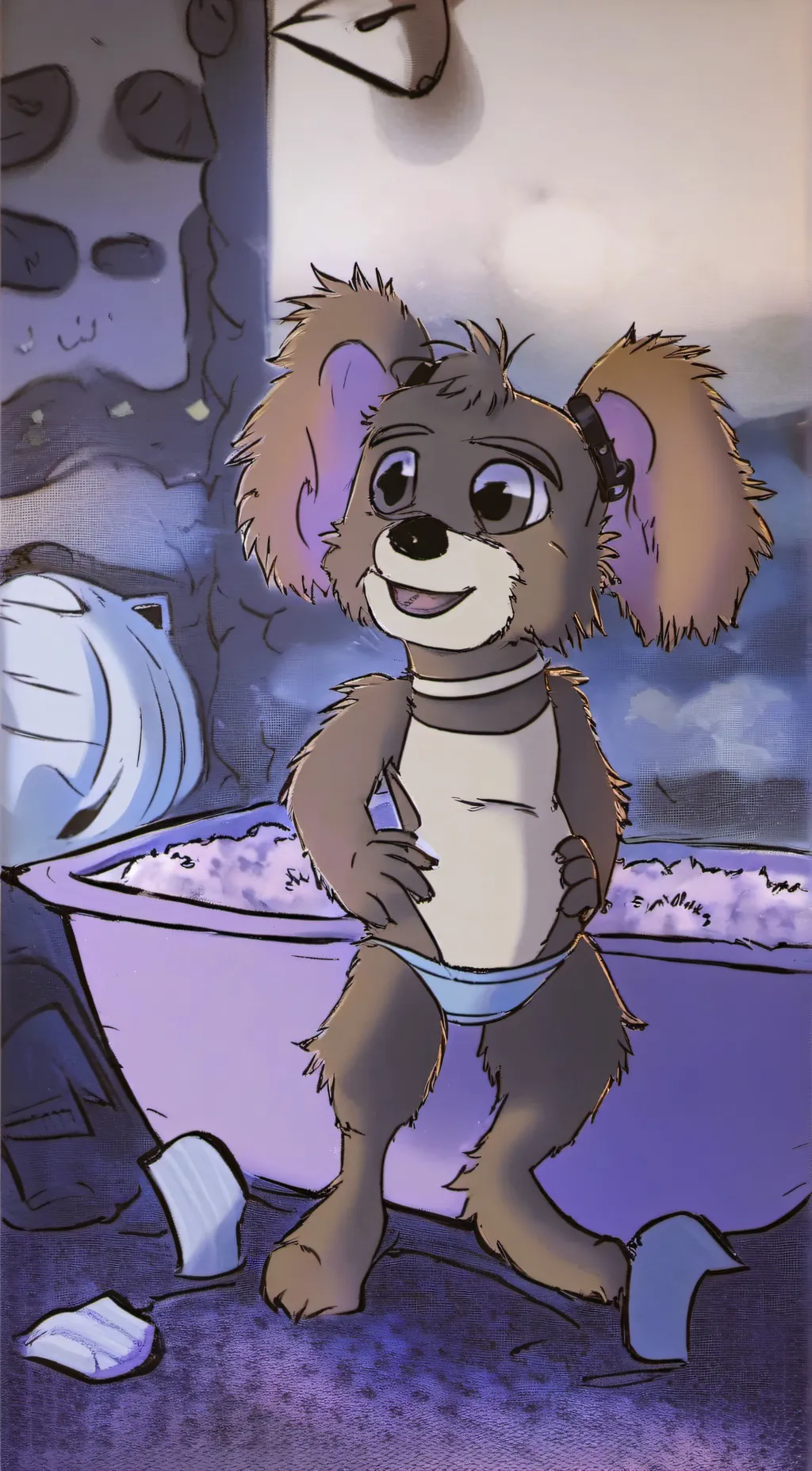 ai character: Mía furry and min background