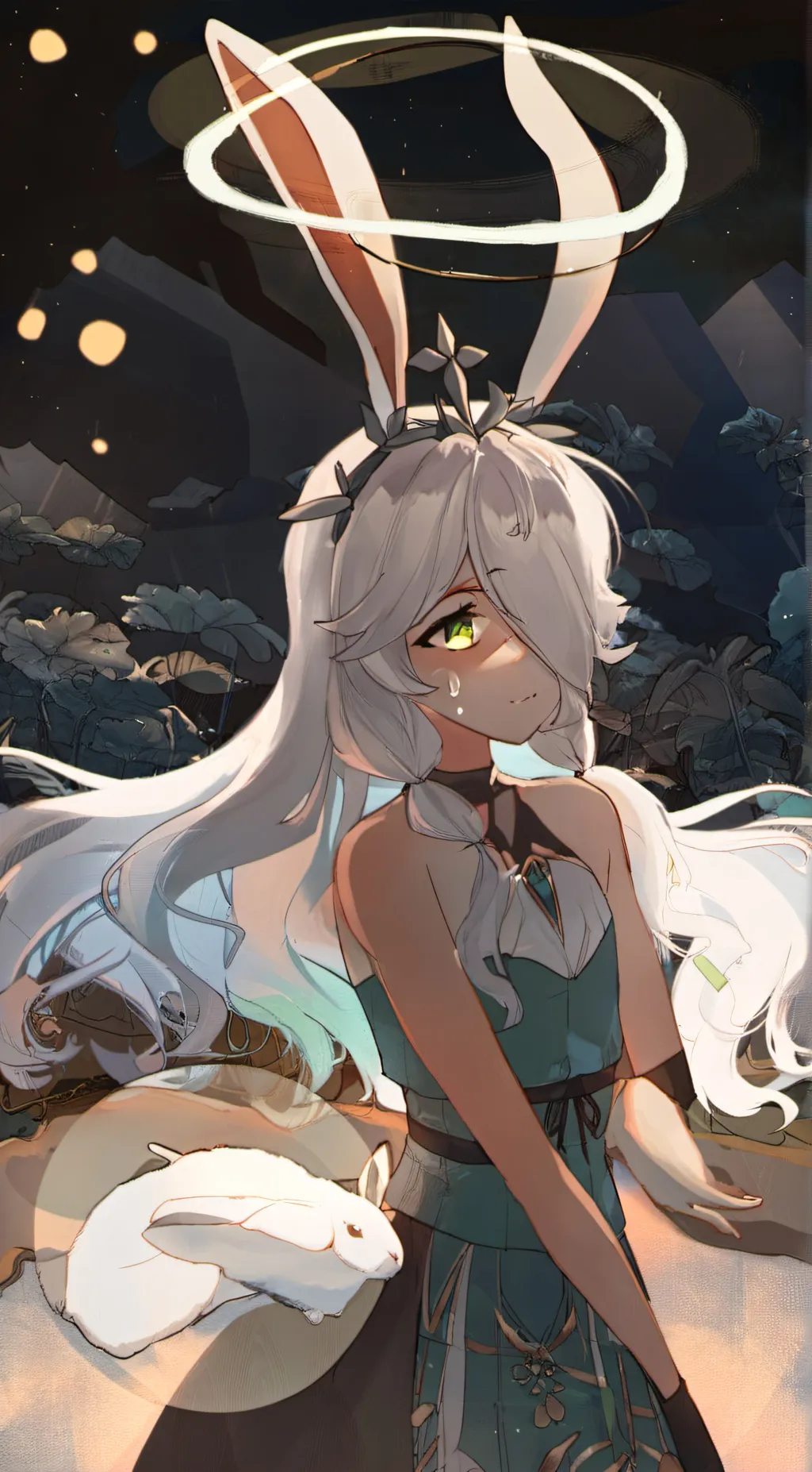 ai character: ghost bunny background