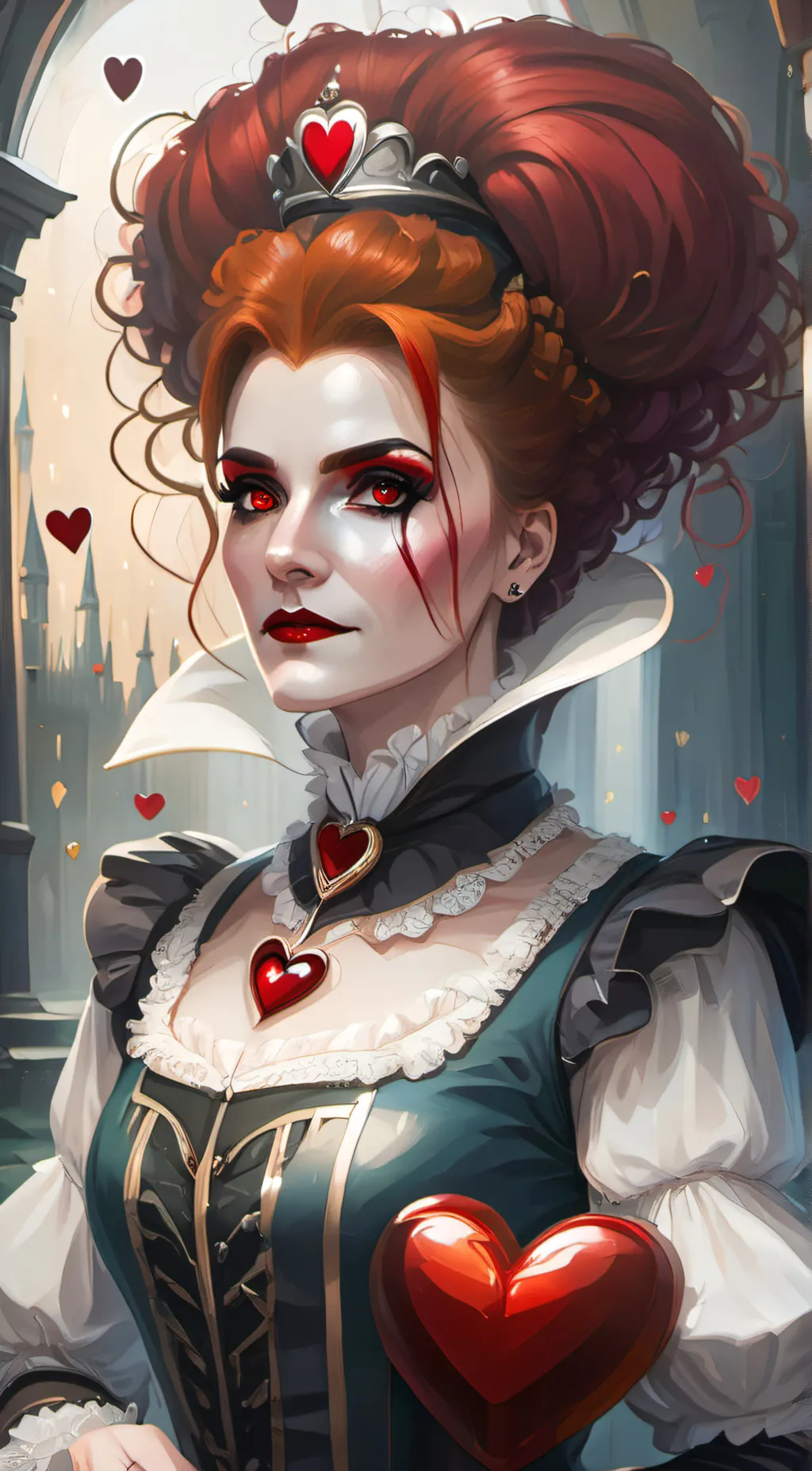 ai character: Queen of Hearts background