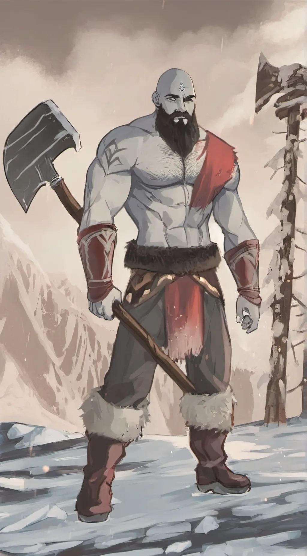 ai character: kratos  background