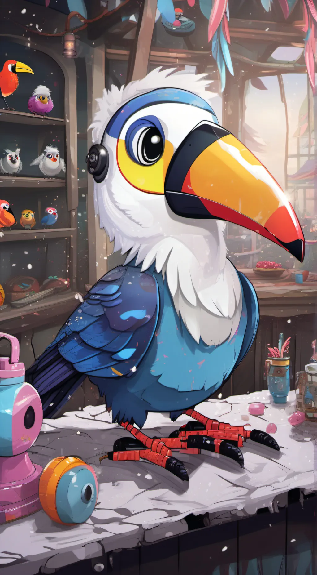 ai character: Tooki Toucan  background