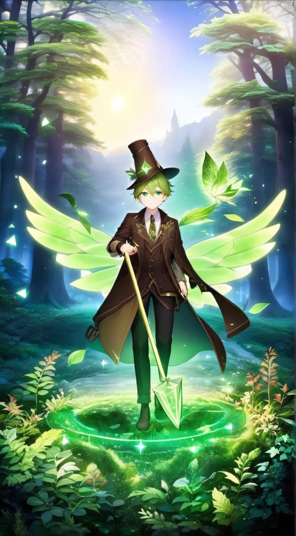 ai character: Leaf background