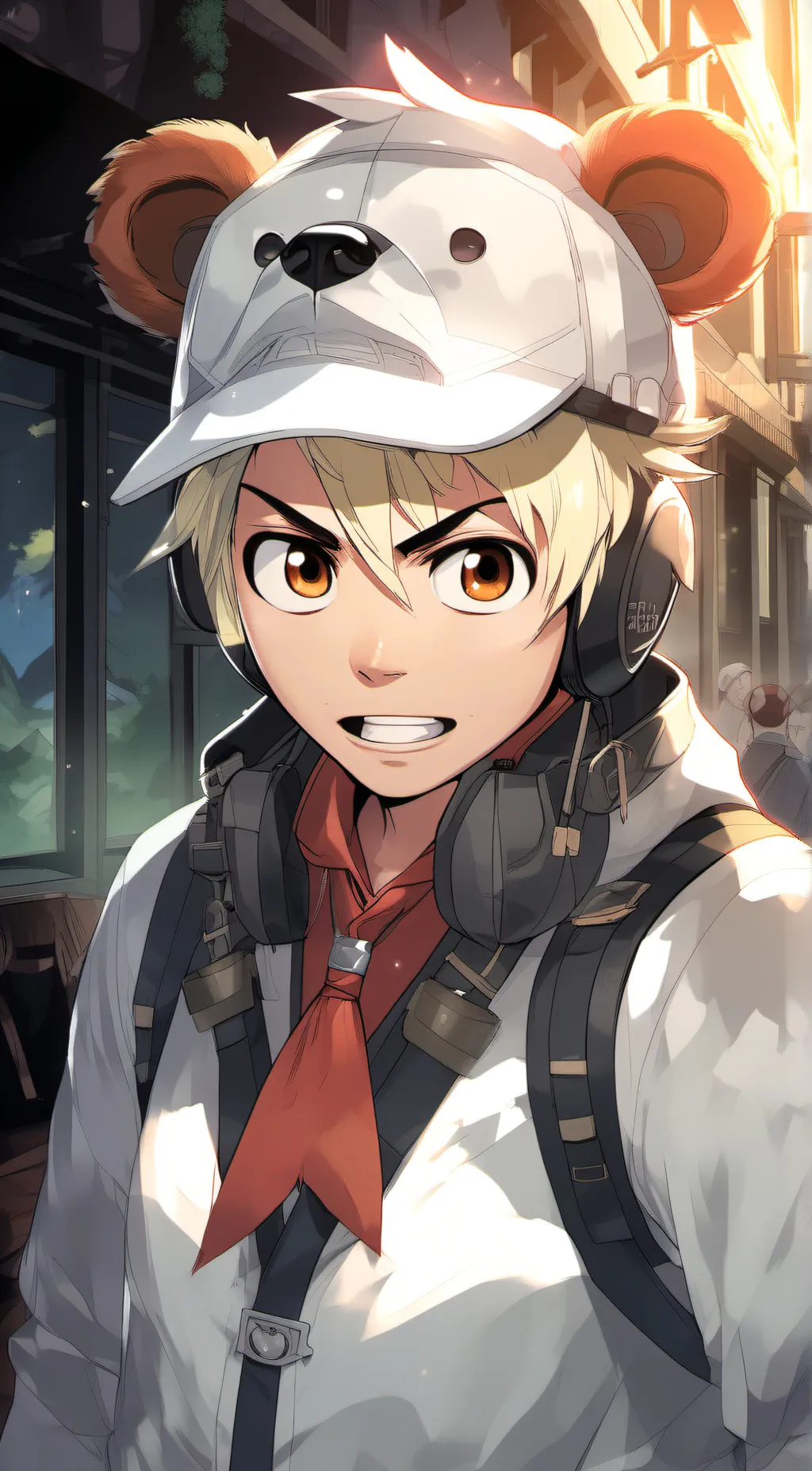 ai character: flamy background