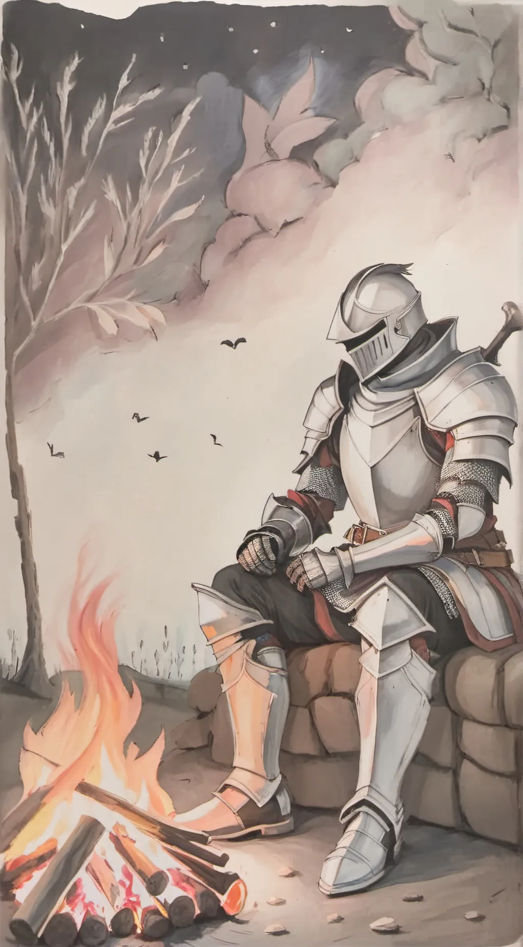 ai character: resting point  background