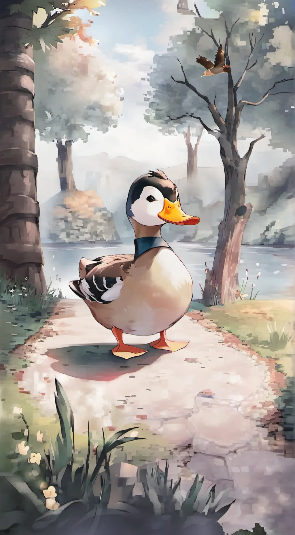 ai character: A duck background